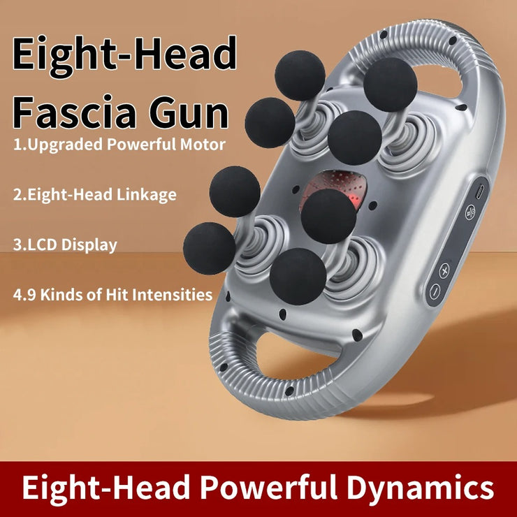 8 Heads Fascia Gun High-Frequency Vibration Body Massage Gun Back and Waist Massage